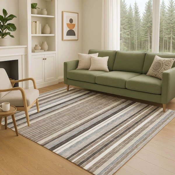 Chantille Machine Washable Indoor/Outdoor Abstract ACN2330 Taupe 8 ft. x 10 ft. Area Rug