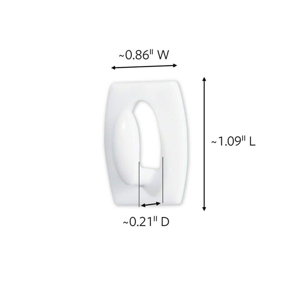 White Mini Wall Hooks with Adhesive Strips, 6-Pack
