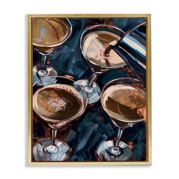 Stupell Industries Pouring Espresso Martini by LSR Design Studio Gold Floater Frame Food Graphic Art Print 21 in. x 17 in.