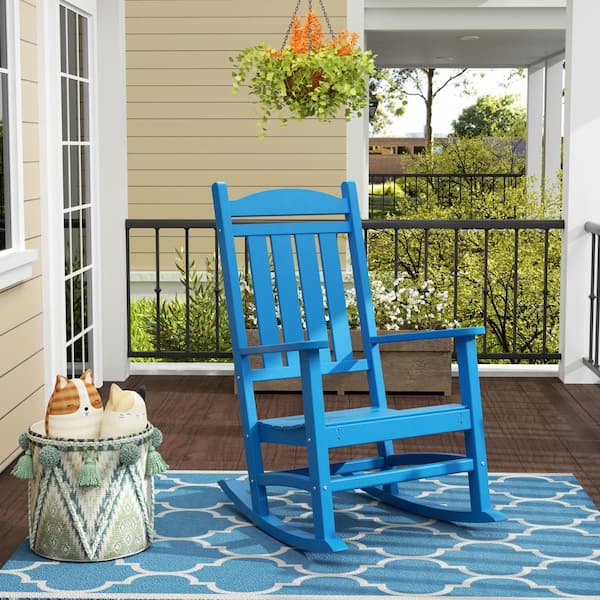 Kenly Pacific Blue Classic Plastic Outdoor Rocking Chair
