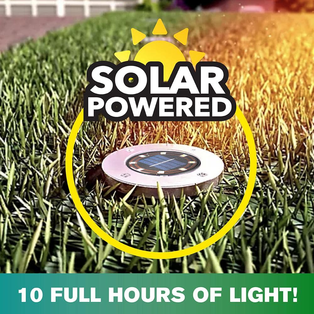 Stainless Steel Solar Powered Swivel LED Pathway Lights, 8-Pack