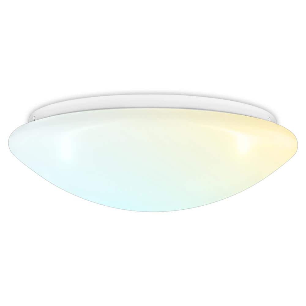 White 11-Inch Round LED Flush Mount Ceiling Light
