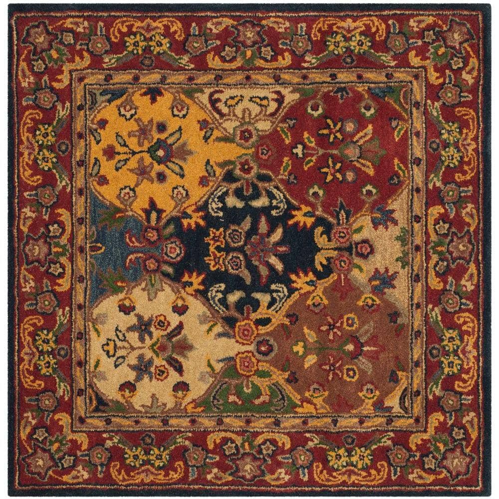 SAFAVIEH Heritage Multi/Burgundy 4 ft. x 4 ft. Square Border Area Rug