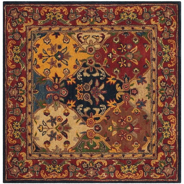 Heritage Multi/Burgundy 4 ft. x 4 ft. Square Border Area Rug