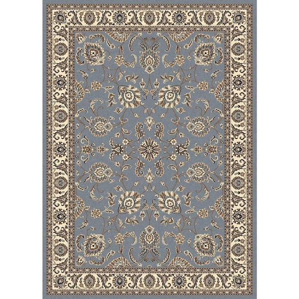Alba Grey Blue 8 ft. x 11 ft. Traditional Oriental Floral Area Rug