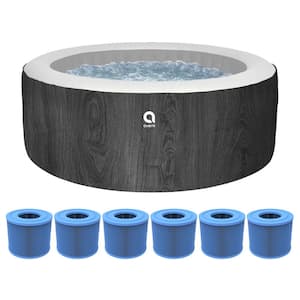 Avenli 63 in. 6-Person Inflatable Round Hot Tub Swim Spa and 6-Filter Cartridges for ECO Pump