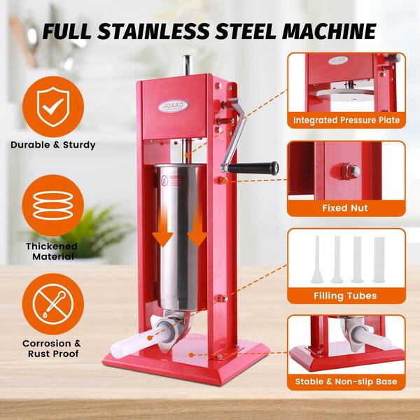 Commercial 11 lbs. / 5 L Stainless Steel Dual Speed Vertical Sausage Stuffer  Meat Filler with 5-Stuffing Tubes RichMSausageS05 - The Home Depot