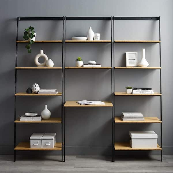 Spencer 76 in. Tall Sand Bamboo 5-Shelf Standard Bookcase SPN010SD ...