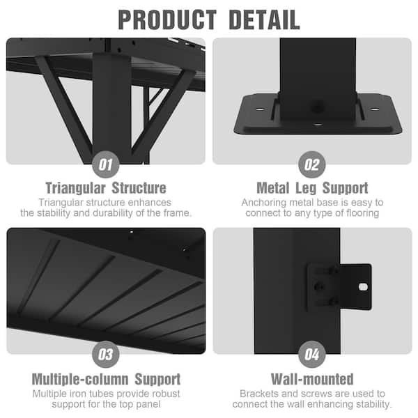 GAZEBEST 12 ft. x 10 ft. Large Heavy Duty Metal Outdoor Pergola