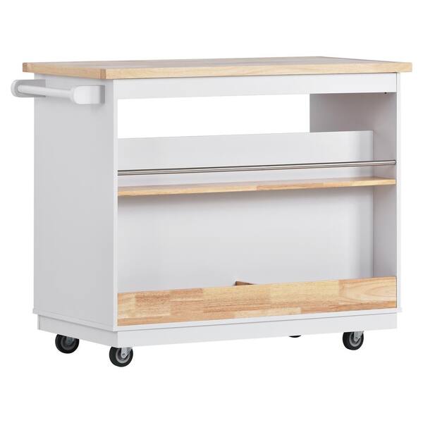 Nestfair Blue Wood Base with Mdf Wood Top Rolling Kitchen Island (21.7-in x 46-in x 35.62-in)