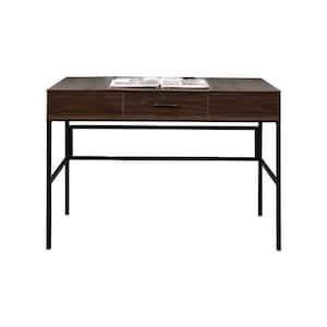 22 in. Rectangle Brown Wood 1-Drawers Writing Desk with Lift Top Storage and USB Plugin