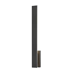 Stylet 36 in. Black Outdoor Hardwired Shaded Wall Sconce with Integrated LED