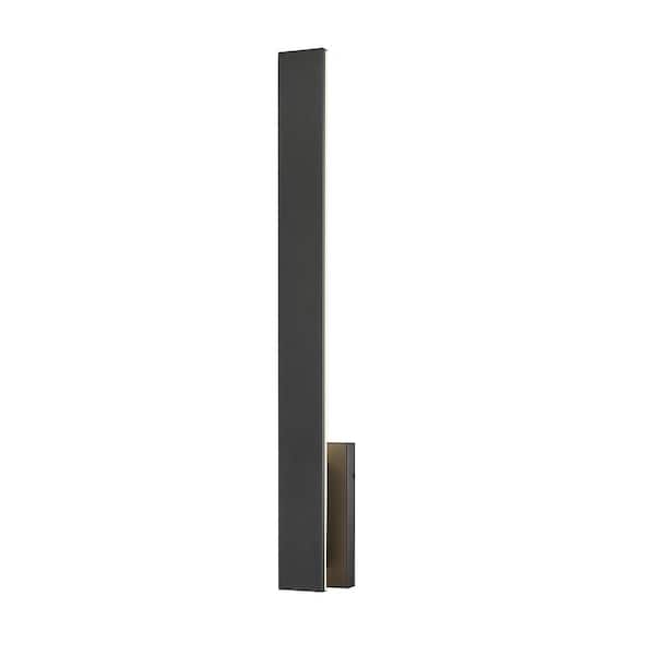 Unbranded Stylet 36 in. Black Outdoor Hardwired Shaded Wall Sconce with Integrated LED