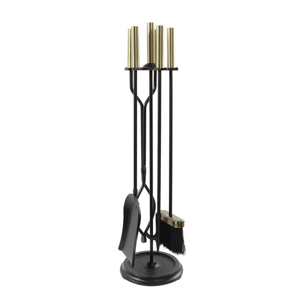 ACHLA DESIGNS 30 In. Tall 5-Piece Antique Brass And Black Neoclassic ...