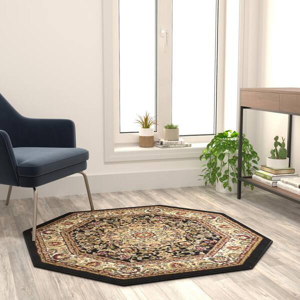 Black Indoor-Outdoor Olefin Carpet Area Rug