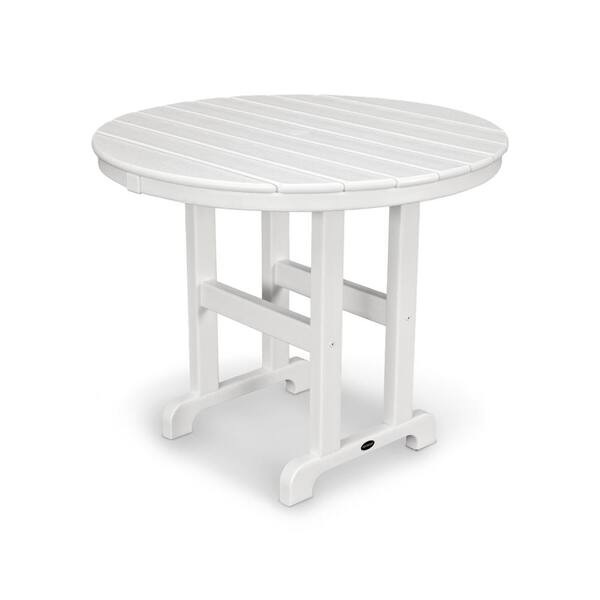 POLYWOOD La Casa Cafe 36 in. White Round Plastic Outdoor Patio Dining Table