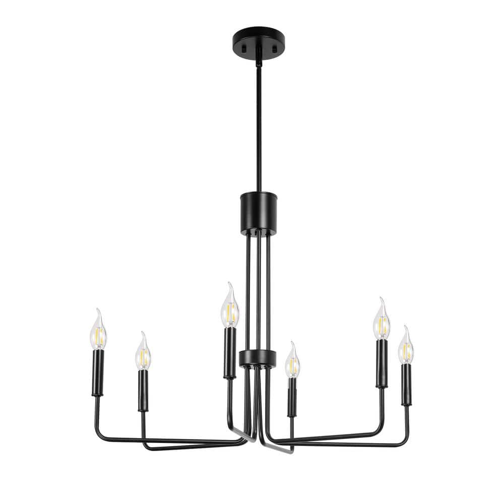 Briignite 6-Light Black Farmhouse Chandelier, Rustic Industrial