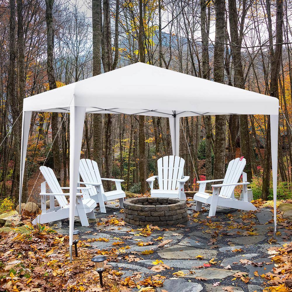 White 10x10 ft Adjustable Height Pop-Up Canopy Tent