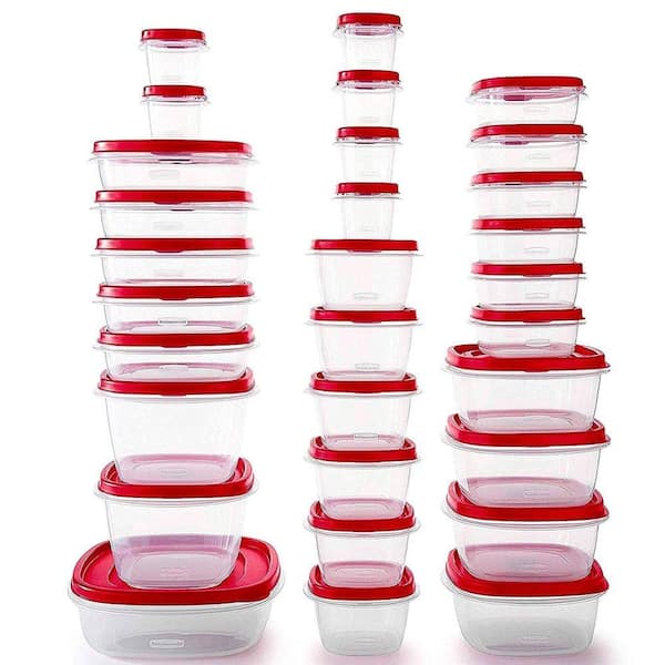 Adrinfly 60-Pieces Food Storage Containers with Lids, Steam Vents, Microwave and Dishwasher Safe in Red