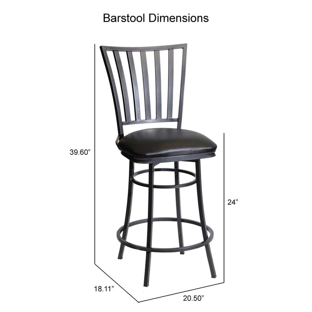 Stellan Black Metal Swivel Counter Stool with Faux Leather Seat