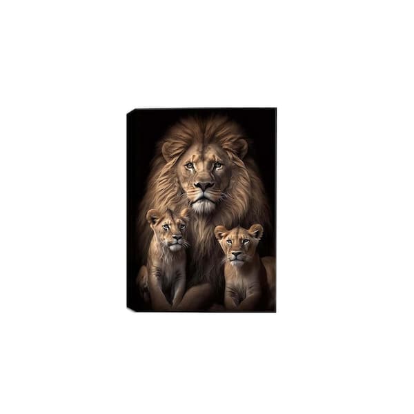Framed Lion Wall Art Large Lion Family Canvas Print Wildlife Animal ...