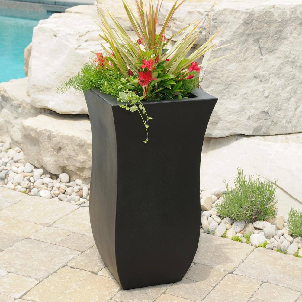Valencia 30" Black Tall Polyethylene Outdoor Planter
