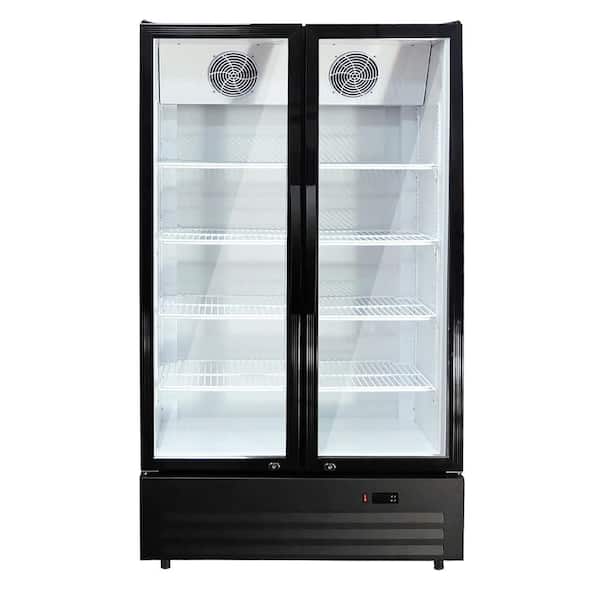 38 in. 17 cu. ft. Commercial Refrigerator 2-Door Upright Display Beverage Cooler Refrigerator in Black