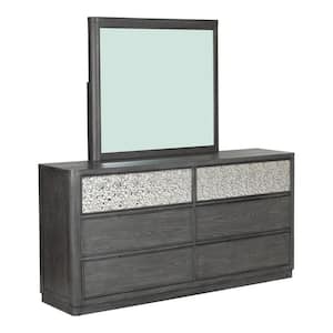 Hairin Ash Gray 6-Drawer 72 in. Dresser with Mirror