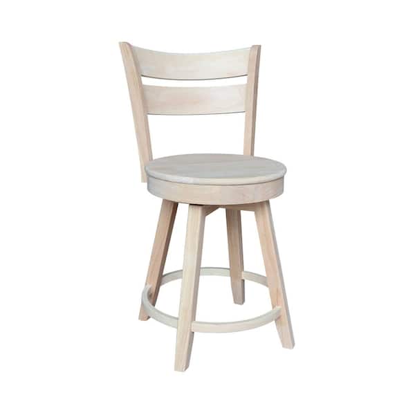 International Concepts 24 in Sara Unfinished Swivel Counter Height Solid Wood Stool