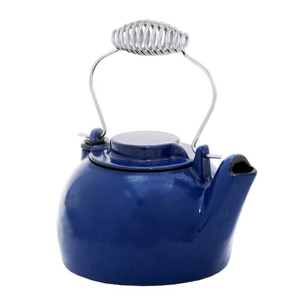 Enameled Humidifying Kettle, 9.25 Inch Tall, Blue