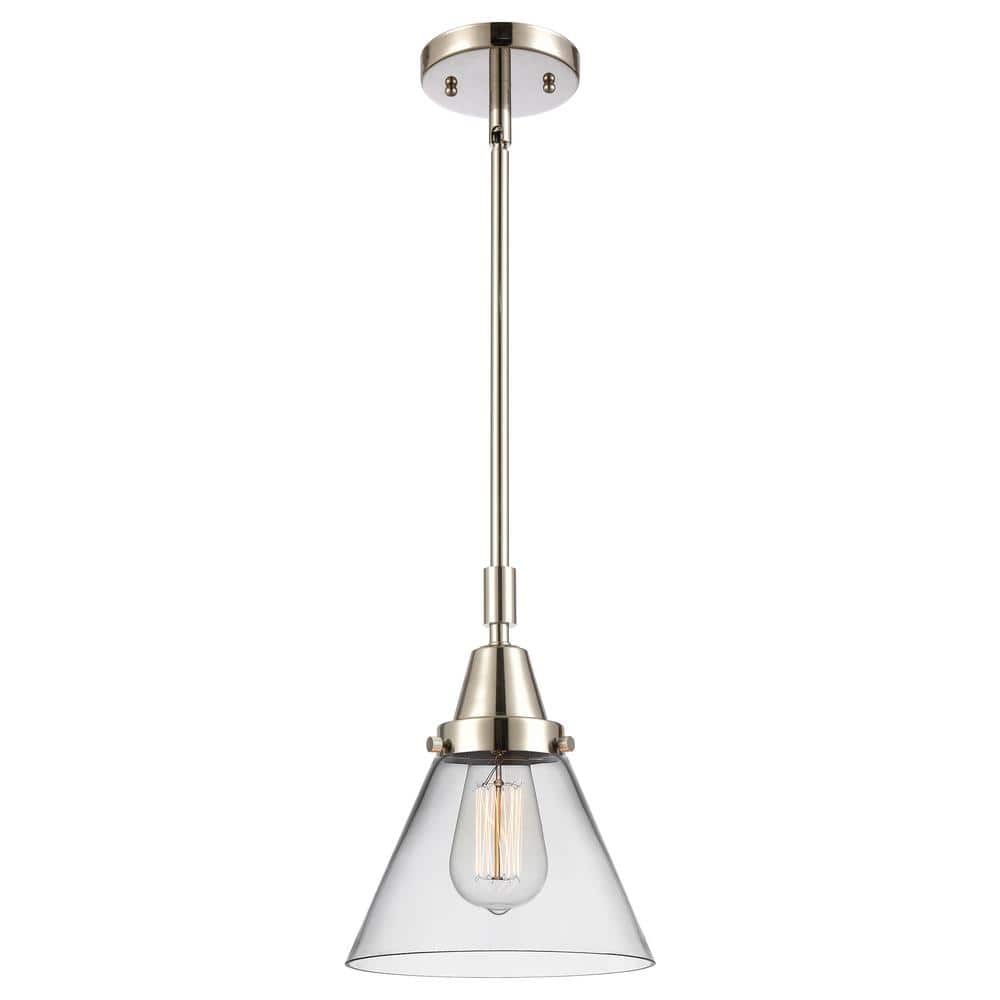 Cone 100-Watt 1-Light Polished Nickel Standard Mini Pendant Light with Clear Glass Shade, No Bulbs Included price history on PriceWatchPro