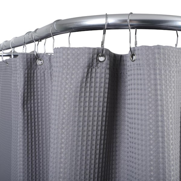 Utopia Alley 180 In X 70 In Gray Waffle Weave Clawfoot Tub Shower Curtain Wrap Around With 36 Hooks Set Bl3gy The Home Depot