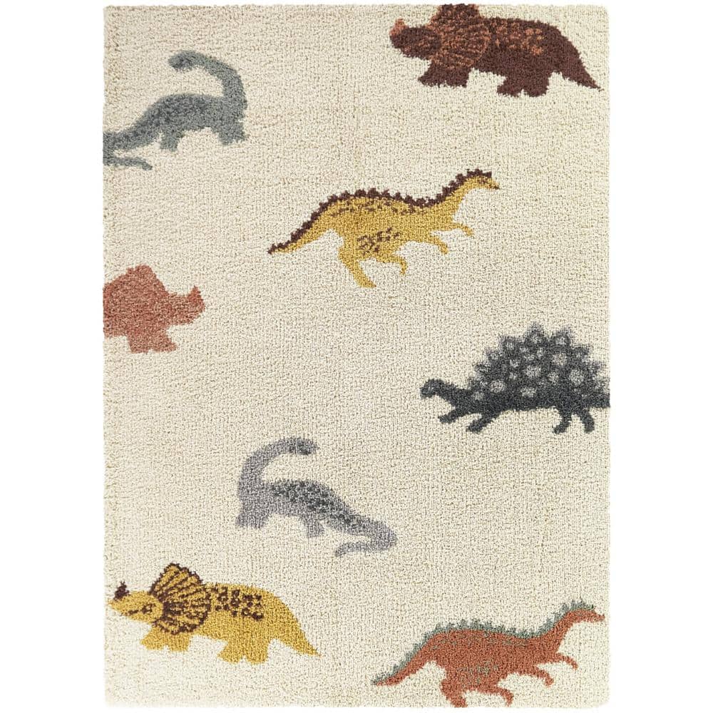Dinosaur Cream 2 ft. x 3 ft. Novelty Area Rug