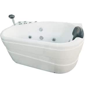 AM175-L 57 in. Acrylic Flatbottom Whirlpool Bathtub in White