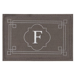Flagstone Multi 24 in. x 36 in. Monogram "F" Indoor/Outdoor Door Mat