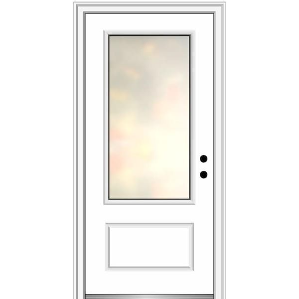 MMI DOOR Blanca 36 in. x 80 in. Left-Hand Inswing 3/4 Lite 1-Panel Primed Fiberglass Prehung Front Door with 6-9/16 in. Frame