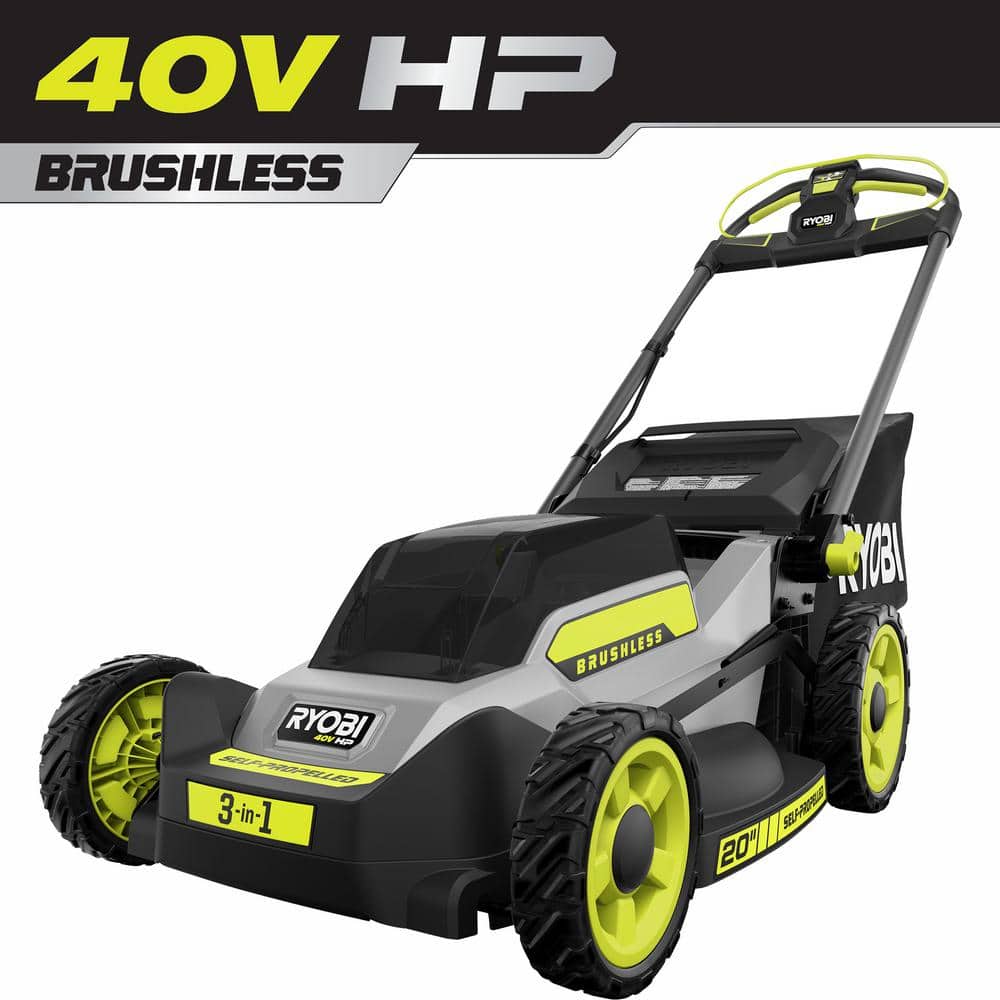Image of Ryobi 40V HP Brushless 20 in. Cordless Battery Self-Propelled Lawn Mower