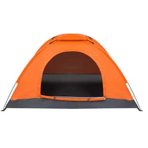 Outdoor 4 ft. x 6.5 ft. Orange Dome Tent Automatic Pop Up Canopy