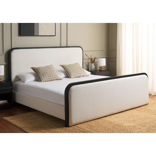 Karolina Beige Wood Frame Queen Panel Bed