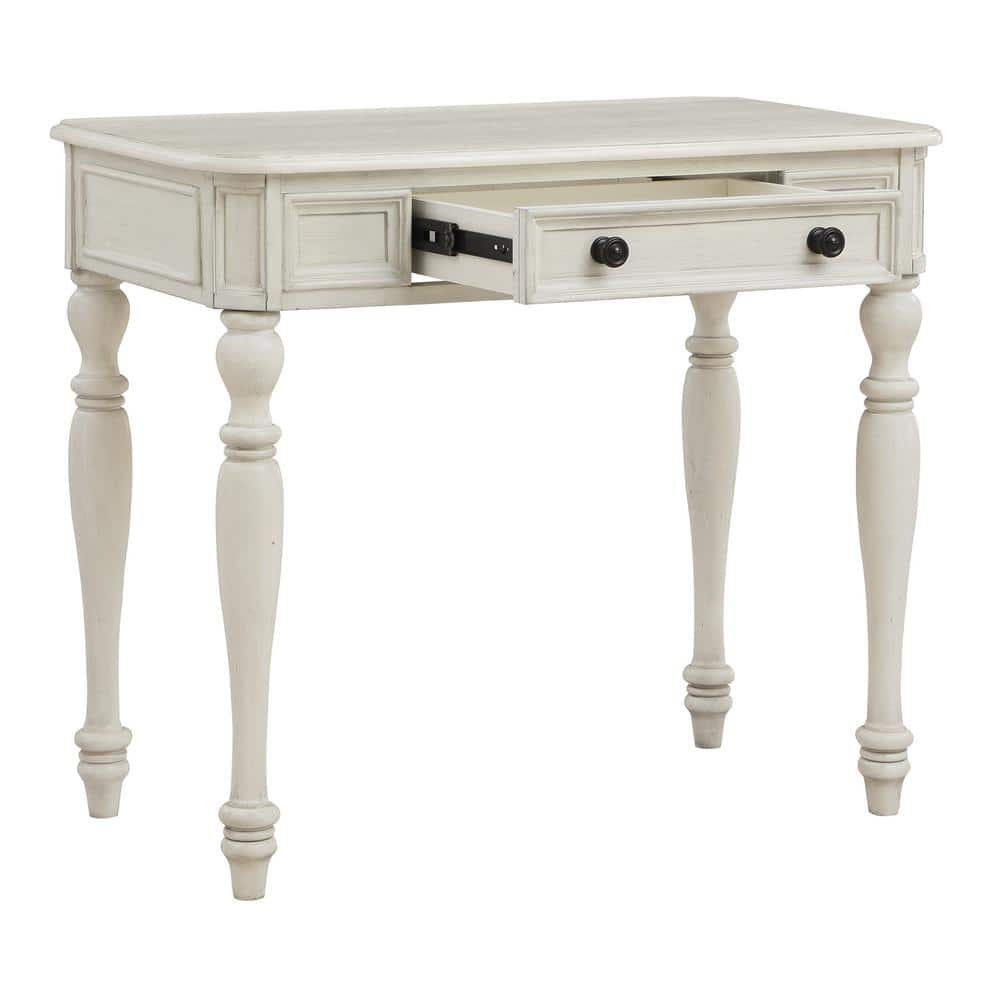 Antique White Medium Wood 36" Writing Desk with Drawer