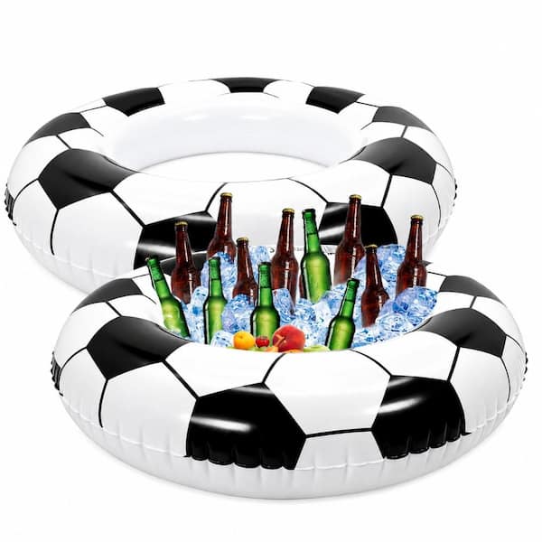 Inflatable Soccer-Shaped Floating Drink Cooler Tub Pool Ice Bar for Outdoor Parties BBQ Camping Birthday