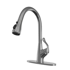 Single Handle Pull Down Sprayer Kitchen Faucet with Turbo Spray, Fast Mount in Stainless Steel