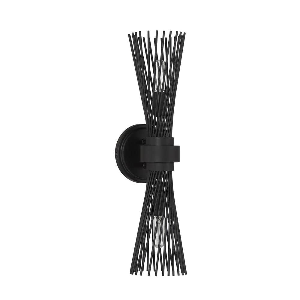 Matte Black 2-Light Dimmable Wall Sconce