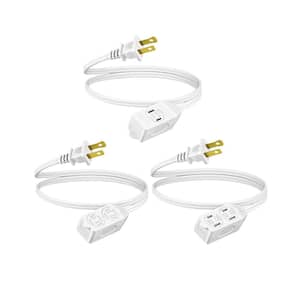 3 ft. 16/2 Gauge Indoor/Outdoor Power Cable with Mutiple Outlets, (3-Pack), White