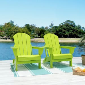 Addison 2-Pack Weather Resistant Outdoor Patio Plastic Folding Adirondack Chair in Lime