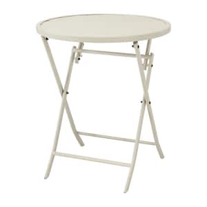Mix and Match Shadow Gray Round Steel Folding Outdoor Bistro Table