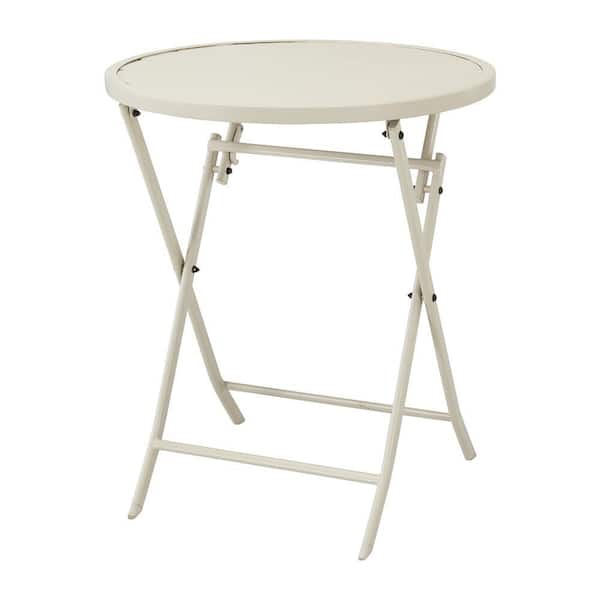 StyleWell Mix and Match Shadow Gray Round Steel Folding Outdoor Bistro Table