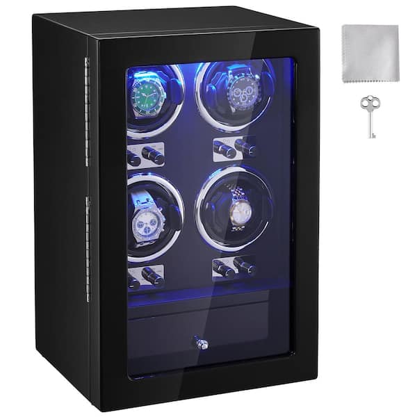 SKYSHALO Watch Winder, Watch Winder for 4-Men's and Women's Automatic Watches, with 4-Super Quiet Japanese Mabuchi Motors