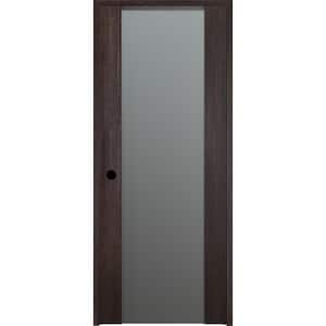 Vona 202 18 in. x 80 in. Right-Hand Frosted Glass Solid Core Veralinga Oak Wood 1-Lite Single Prehung Interior Door