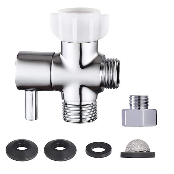 Bidet T Valve Adapter with Shut Off Valve for Bidet Attachment, 7/8 x 7/8 x 1/2 or 3/8 Tee Connector for Toilet